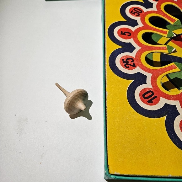 Vintage Wesback‎ Spinning Top Game Vibrant Cardboard Wood Spinner - Picture 5 of 9